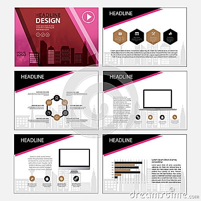 Business Template design set Presentation and brochure Annual report, flyer page with infographic element. Vector Illustration