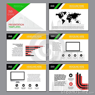 Business Template design set Presentation and brochure Annual report, flyer page with infographic element. Vector Illustration