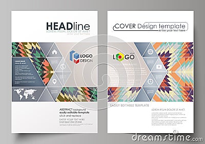 Business templates for brochure, flyer, booklet. Cover design template, abstract vector layout in A4 size. Tribal Vector Illustration