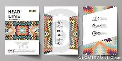 Business templates for brochure, flyer, booklet. Cover design template, abstract vector layout in A4 size. Tribal Vector Illustration