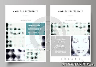 Business templates for brochure, magazine, flyer, booklet. Cover design template, Abstract layout in A4 size. Halftone Vector Illustration