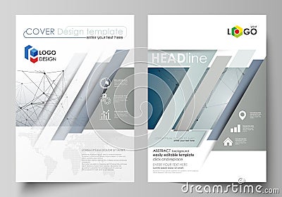 Business templates for brochure, magazine, flyer, booklet. Cover design template, vector layout in A4 size. DNA and Vector Illustration