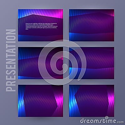 Presentation template powerpoint background aurora boreal neon e Vector Illustration