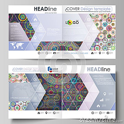 Business templates for square design bi fold brochure, flyer, booklet or annual report. Leaflet cover, abstract vector Vector Illustration