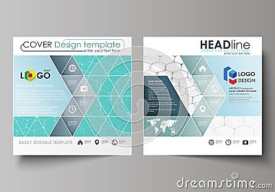 Business templates for square design brochure, flyer, report. Leaflet cover, abstract vector layout. Chemistry pattern Vector Illustration