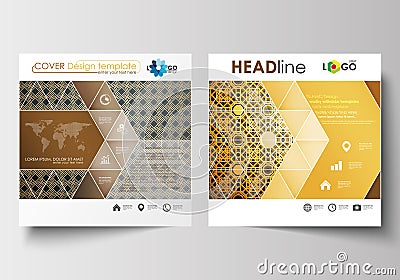 Business templates for square design brochure, magazine, flyer, booklet. Leaflet cover, flat layout. Islamic gold Vector Illustration