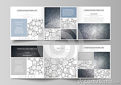 Business templates for tri fold square design brochures. Leaflet cover, vector layout. Chemistry pattern, molecular Vector Illustration