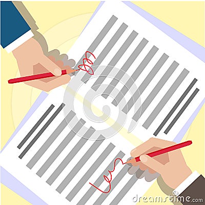 Business theme icons. Conclusion of the contract. Two hands Vector Illustration