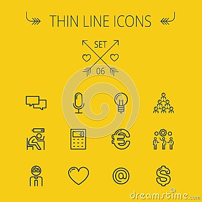 Business thin line icon set Vector Illustration