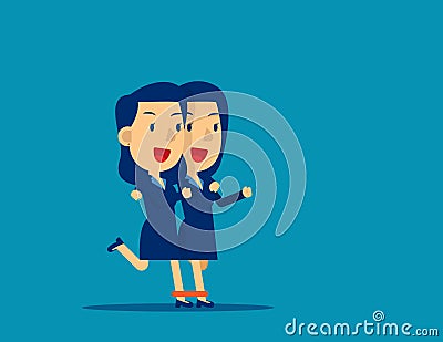 Business togetherness. Concept business teamwork vector, Achievement, Cute business, Flat kid business cartoon design Vector Illustration