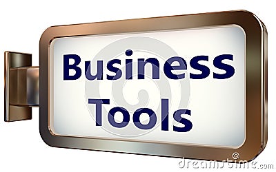 Business Tools on billboard background Stock Photo