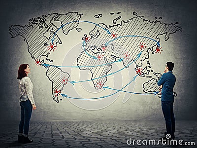 Business trade map Stock Photo