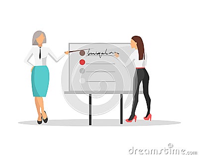 Business Train and Two Women Vector Illustration Vector Illustration