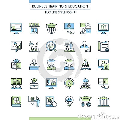 Business training and education icon set Vector Illustration