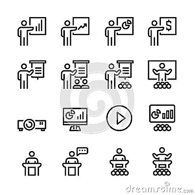 Business Training Icons , Symbol Perfect Design Simple Set For Using In Web site Infographics Logo Report , Line Icon Vector illus Vector Illustration