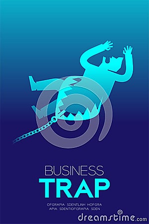 Business Trap Design vertical set, Businessman trapped c Vector Illustration