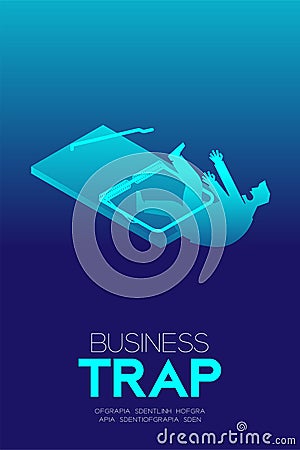 Business Trap Design vertical set, Businessman trapped by mousetrap Vector Illustration