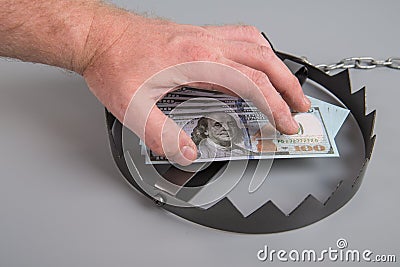 Business trap with dollar banknotes, money. Concept idea, situations, fraud Stock Photo