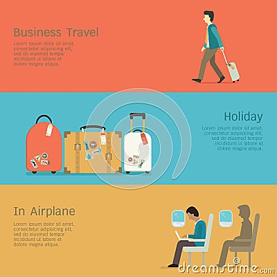 Business travel set Vector Illustration