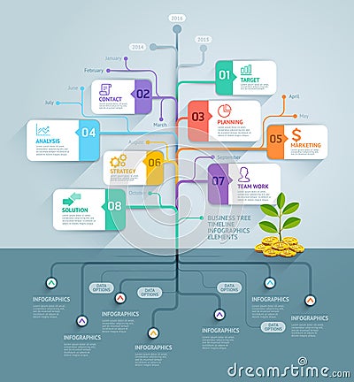 Business tree timeline infographics. Vector Illustration