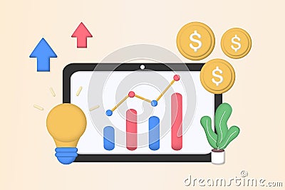 Business trend analysis and project promotion of new business trends concept. Analyst forecasting future web template. Data analys Cartoon Illustration