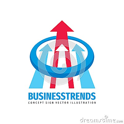 Business trend vector logo design. Abstract arrows concept sign. Financial development creative symbol. Vector Illustration