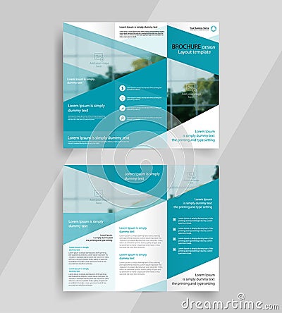 Business tri-fold brochure layout design emplate Vector Illustration