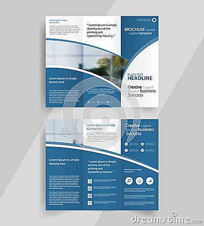 Business tri-fold brochure layout design emplate Vector Illustration