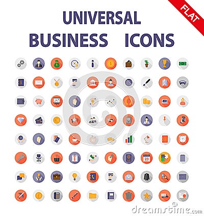 Business. Universal Icons. Vector. Flat. Cartoon Illustration