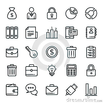 Business user line icons. Group, Profile and Teamwork icons Vector Illustration