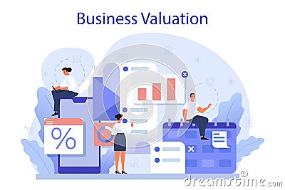 Business valuation concept. Appraisal services, selling and buying Vector Illustration