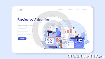 Business valuation web banner or landing page. Appraisal services, Vector Illustration