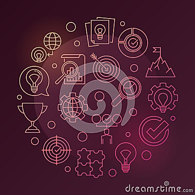 Business Values vector round colored linear illustration Vector Illustration