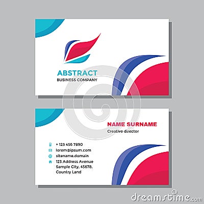 Business visit card template with logo - concept design. Abstract shape branding. Vector illustration. Vector Illustration