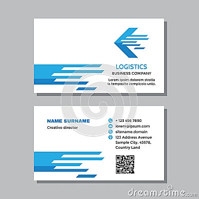 Business visit card template with logo - concept design. Arrows logistic transportation brand. Vector illustration. Vector Illustration