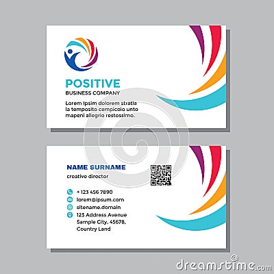 Business visit card template with logo - concept design. Positive healthcare branding. Vector illustration. Vector Illustration