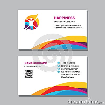 Business visit card template with logo - concept design. Positive healthcare branding. Vector illustration. Vector Illustration