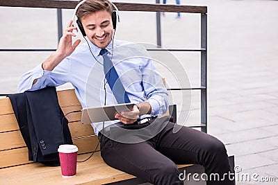 Business voyager with tablet Stock Photo