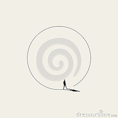 Business walk in circle metaphor vector concept. Symbol of never ending issue, no solution. Vector Illustration