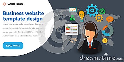 Business website template design. Modern flat vector illustration concept of web page design for website and mobile website develo Vector Illustration