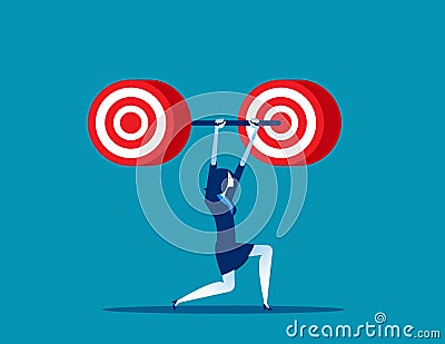 Business with weightlifting. Concept business vector illustration, Flat business style, Cartoon character, Target Vector Illustration