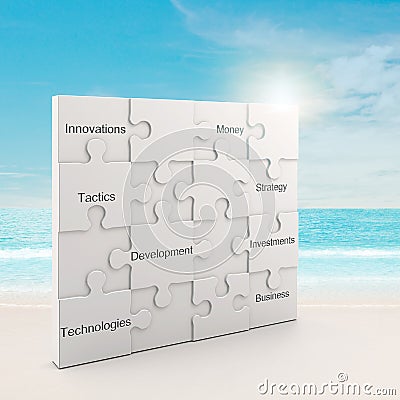 Business white puzzle concept Stock Photo