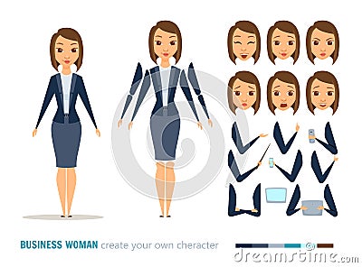 Business woman animation Vector Illustration