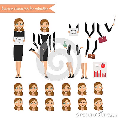 Business Woman for animation Vector Illustration