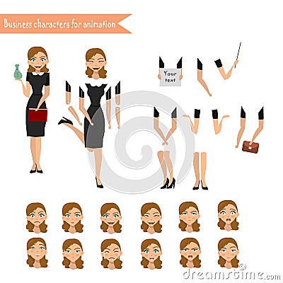 Business Woman for animation Vector Illustration