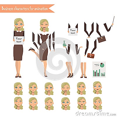 Business Woman for animation Vector Illustration