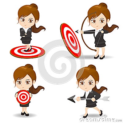 Business woman archery target Vector Illustration