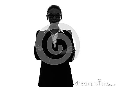 Business woman arms crossed portrait silhouette Stock Photo