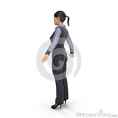 Business Woman Asian on white. 3D illustration Cartoon Illustration