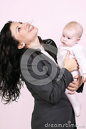 Business woman and baby Stock Photo